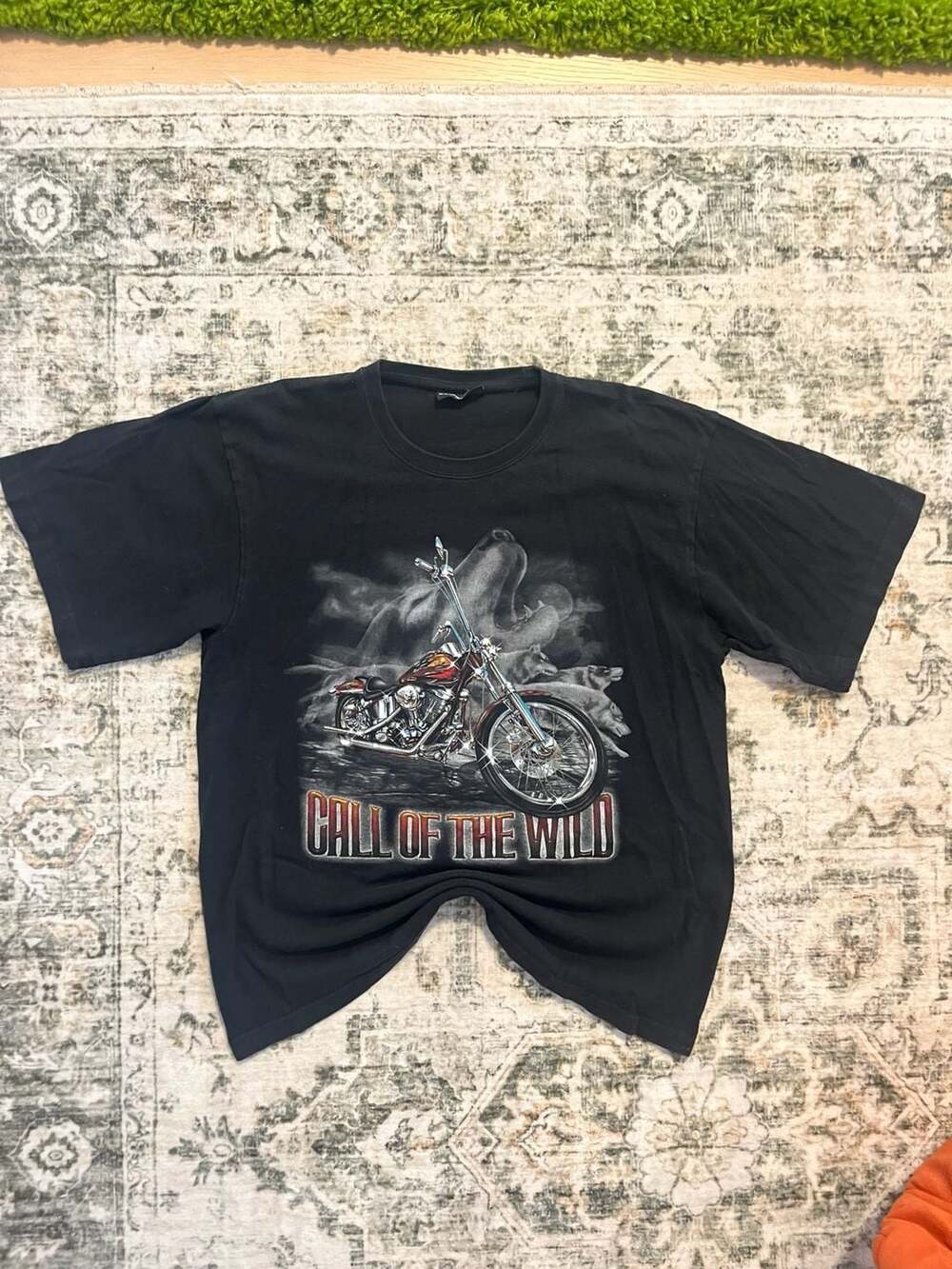 No Boundaries Call of the Wild Motorcycle and Wolves Graphic T-Shirt